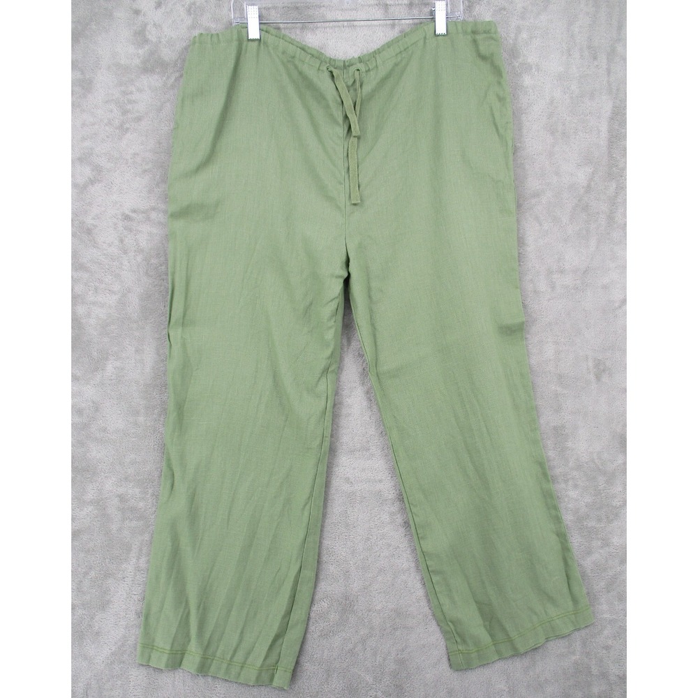 Nordstrom Pants Womens Size L Linen Wide Leg Lagenlook Minimalist Relaxed Green